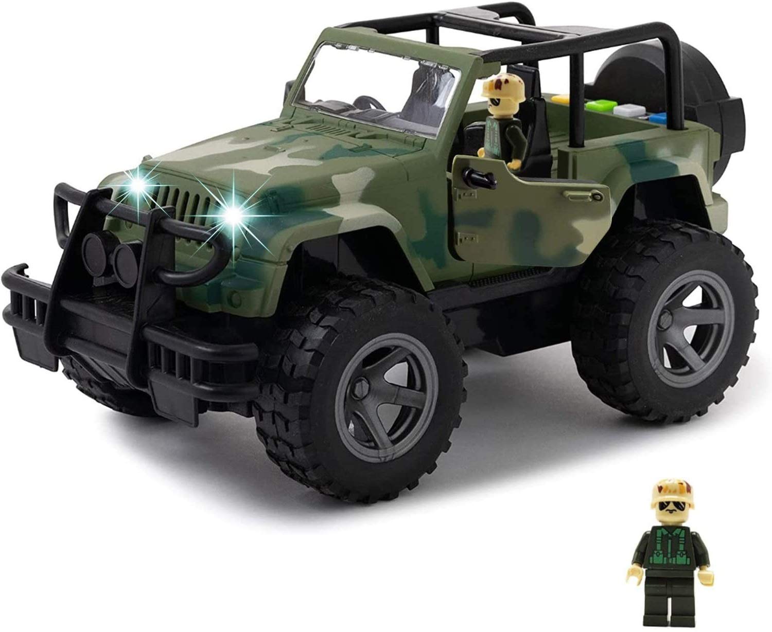 Toy To Enjoy Army Truck Toy with Flashing Light & Sound Effects Friction Powered Wheels