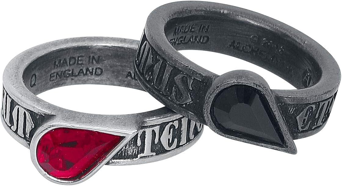 Alchemy Gothic Twin Heart Promise Rings Frauen Ring Multicolor S