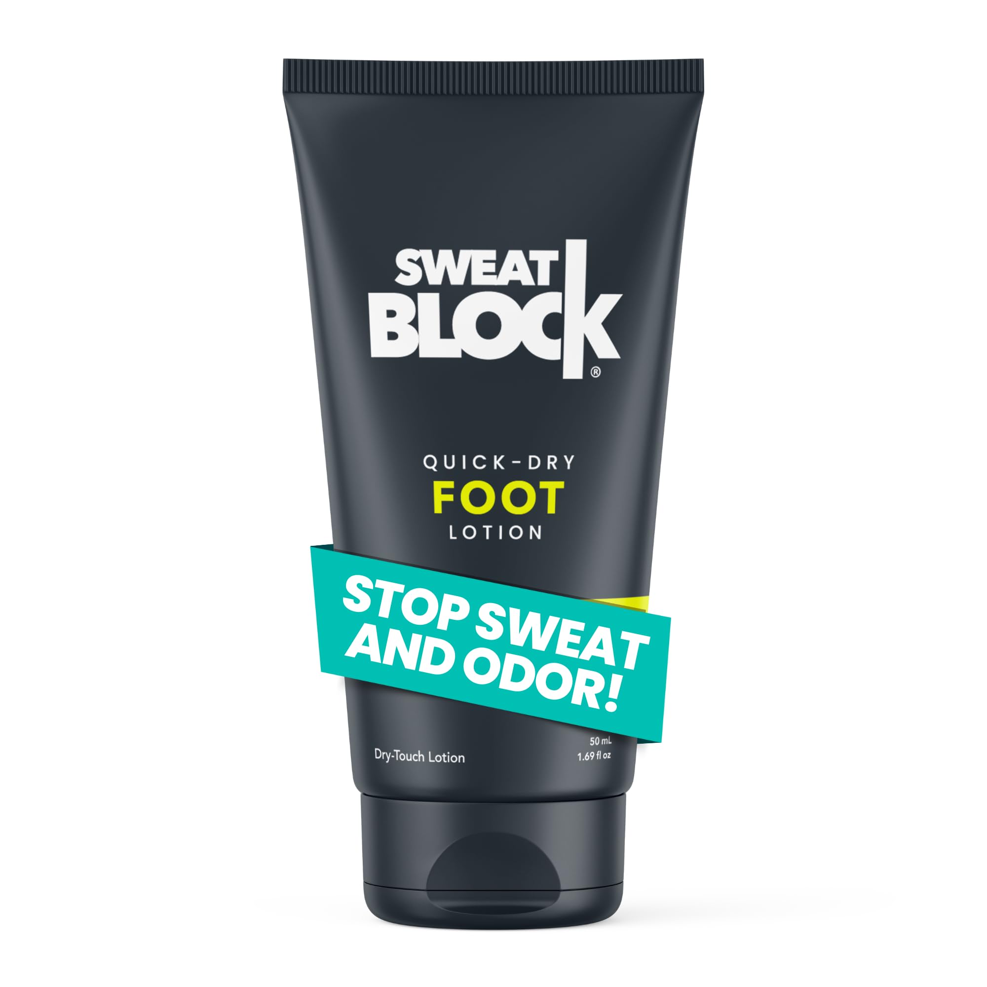 SweatBlock Antiperspirant Foot Lotion for Men & Women - Quick-Dry Hyperhidrosis Aid to Stop Excessive Sweating - Reduce Foot Odor - Non-Irritating - Dermatologist Tested - Travel Size 1.69 fl oz