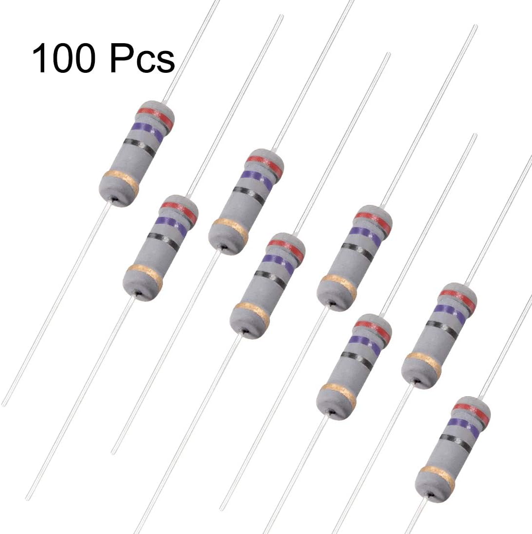 sourcing map 100Pcs 27 Ohm Resistor, 1W 5% Tolerance Carbon Film Resistors, 4 Bands for DIY Electronic Projects and Experiments - Image 4