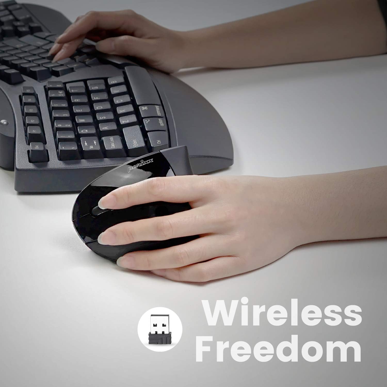 perixx PERIMICE-713L, Left Handed Wireless Vertical Mouse, 6 Buttons Design, 3 Level DPI, Power Switch, Wireless Left-Handed - Image 4