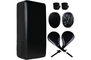 Tideme 7 in1 Taekwondo Kick Pad Set, Boxing Training Equipment, Martial Art Kicking Pad, PU Leather Boxing Focus Pad, Target Punching Pads and Hand Wraps for Karate, Sparring, MMA, Muay Thai