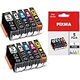 ColorInk PGI-5 CLI-8 Large Capacity Ink Cartridges PGI5 CLI8 New Updated Chips Replacement for Canon PIXMA iP4200 iP4500 iP5200 MP-500 MP-530 MP-830 MP-950 MX-850 (PGBK2,BK2 C2 M2 Y2,Total 10 Pack)
