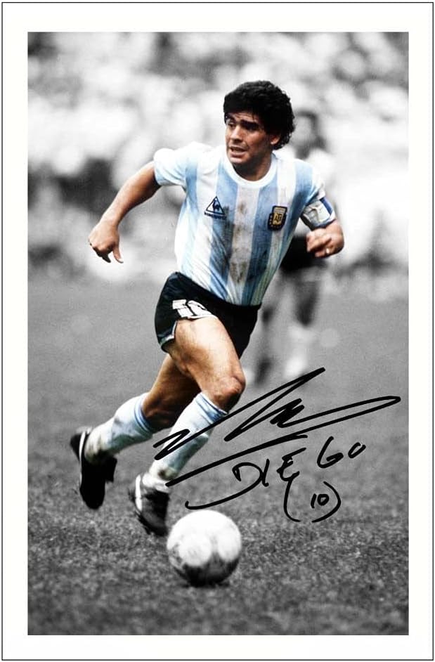 Photographs - Diego Maradona Signed Photo Print Pre Printed Signature Argentina Football Autograph Gift, 12x8 Inches 304.8 mm x 203.2 mm