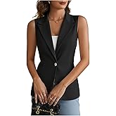 winkbay Women's Button Front Sleeveless Blazer Vest Elegant Lapel Collar Business Casual Jackets Outerwear