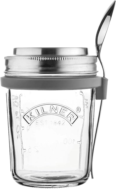 Kilner 0.35 L Breakfast Jar Set with Stainless Spoon Measuring Lid