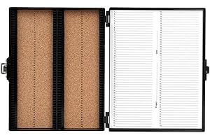Heathrow Scientific HS15994G Premium Microscope Slide Box, 100-Place, Cork, ABS, Black, 208mm Length, 175mm Width, 34mm Height