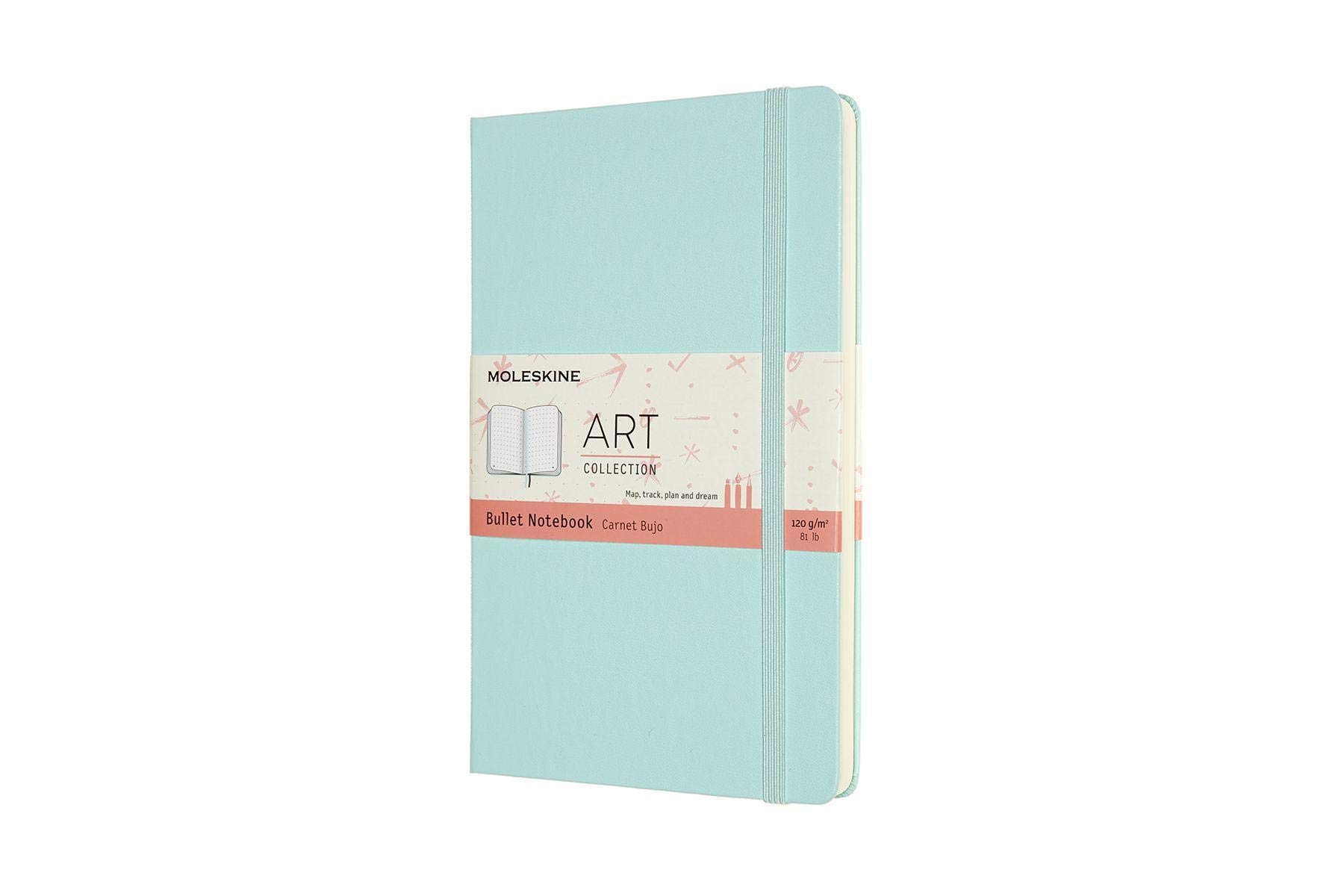 Moleskine, Bullet Notebook Art Collection, Sketch Pad, Drawing Notebook, Blank or Lined Pages, Hard Cover, Large Format 13x21 cm, Aquamarine Colour
