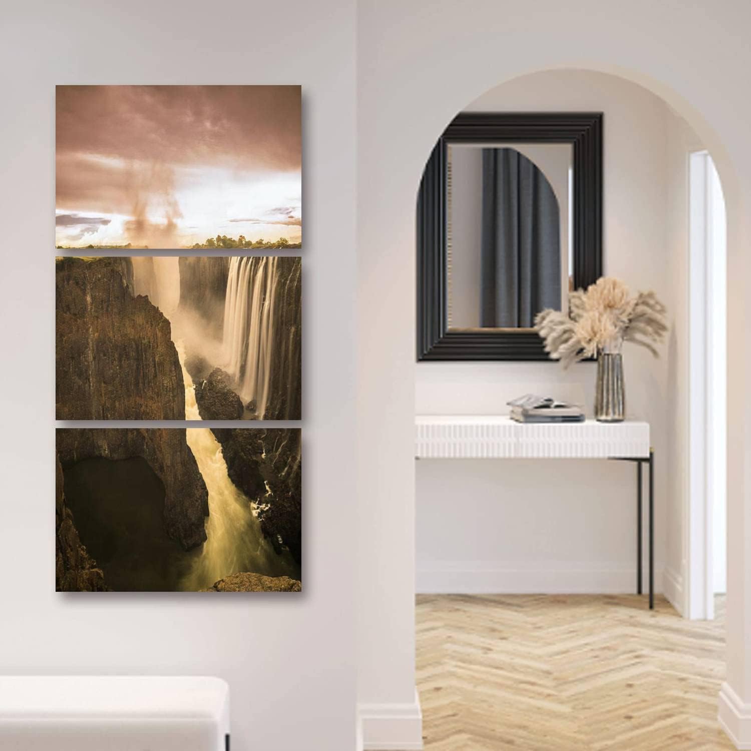 Paintings - Victoria Falls Canvas Wall Art Vertical Decor for Living Room Bedroom Bathroom Long Framed Pictures Poster Paintings Prints 3 Piece Set