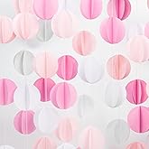 Hot Pink White Party Decorations – 4pc 3D Paper Garland Banner Streamers Birthday Decorations for Women Girl Baby Bridal Shower Decoration,Engagement,Bachelorette,Wedding Hanging Decor HongTongTong