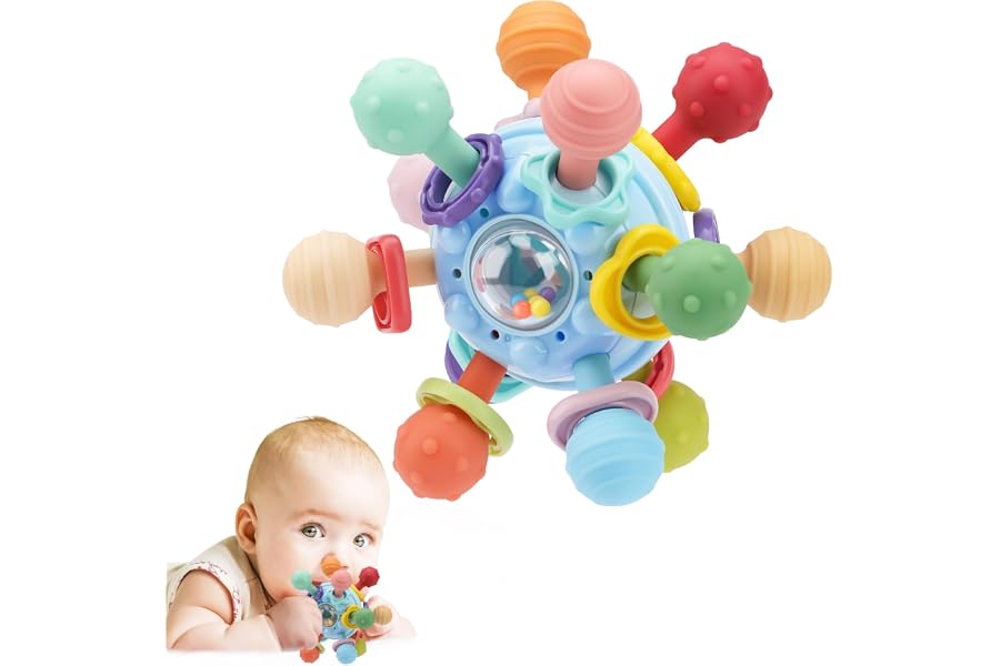 Baby Montessori Sensory Toys for 0-6 6-12 Months, Baby Teether Teething Toys for Babies 0 3 6 9 12 18 Months, Newborn Infant 