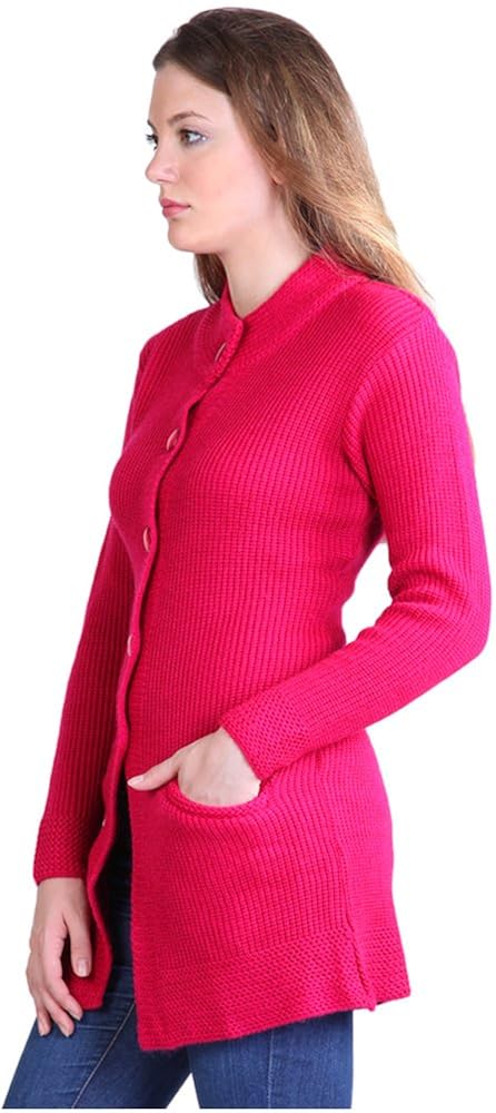 montrex acro wool winter long coat for women, girls (pink)
