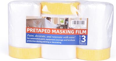 TAPEBEAR Pre-Taped Masking Film 22in x 65ft 3 Rolls