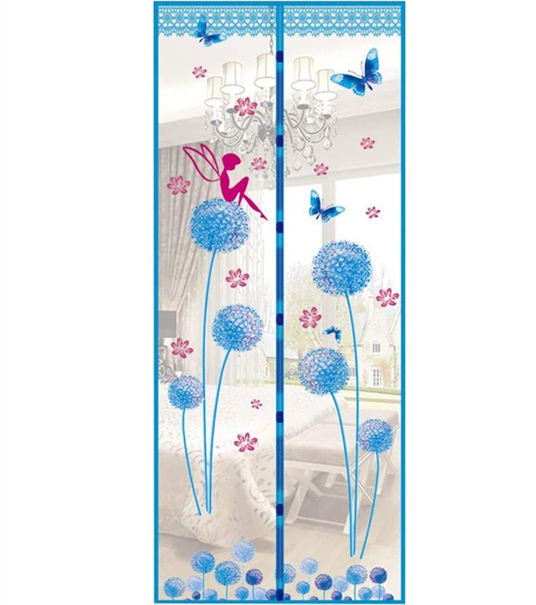 Magnetic Door Magnetic Insect Door Screen Door High Density Curtain Fly Bug Mosquito Mesh Curtain Size:90 * 210cm (color2) Blue