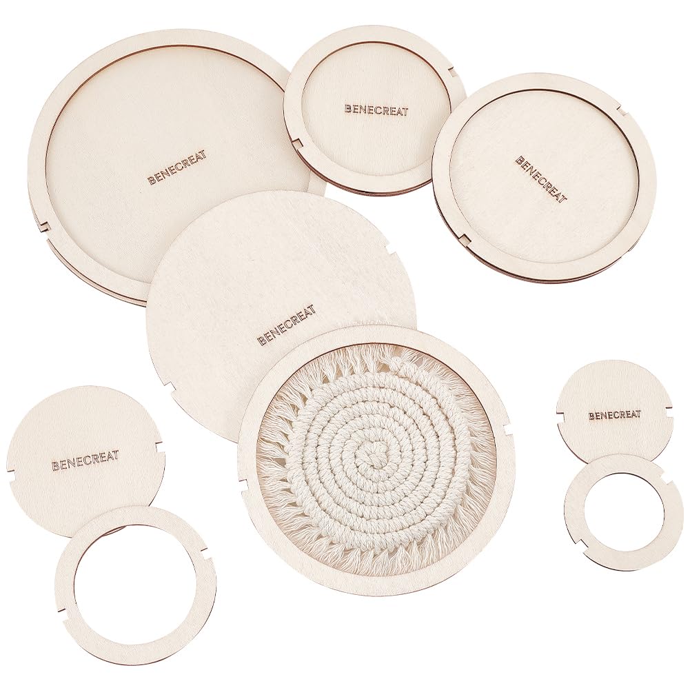 BENECREAT 12Pcs Round Macrame Cutting s Wood Macrame Ring Cutting Template Macrame Round Wall Hanging Tool for DIY Crafts Making — image 1