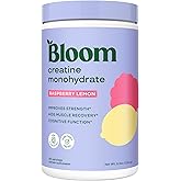 Bloom Nutrition Creatine Monohydrate Powder, 5g Micronized Creatine per Serving, Supports Muscle Recovery, Strength, Endurance, Pre or Post Workout, Gluten Free, Non GMO, Raspberry Lemon, 40 SVG, 9 oz