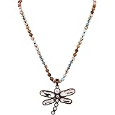 MINACHI Handmade Agate Pebble Pendant with Crystal Beads, Random Stone Shape, Vintage Women's Jewelry