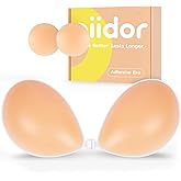 Niidor Adhesive Bra Strapless Ultra Sticky Invisible Push up Silicone Bra Multiple Colors Sizes Reusable for Backless Dress