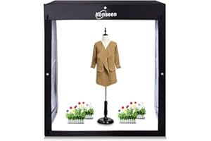 Photo LED Large Light Box Photography Konseen Professional 47"x20"x55" Continuous Lighting Flashery Video Studio Dimmable Cube Shooting Tents Softbox with 3 Colors PVC Backdrops and Carrying Bag