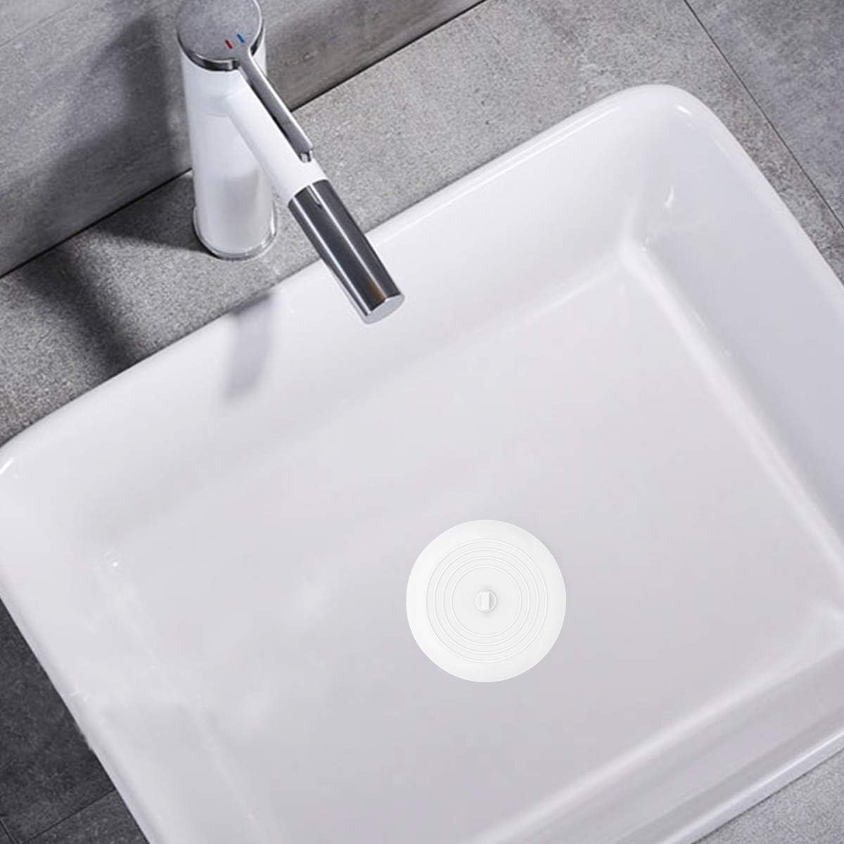 AmazerBath 2 Pack Bath Tub Stopper for Drain, 6 Inches Silicone Shower Drain Bath Plug Stopper for Kitchen, Bathroom, Laundry (White): Home & Kitchen