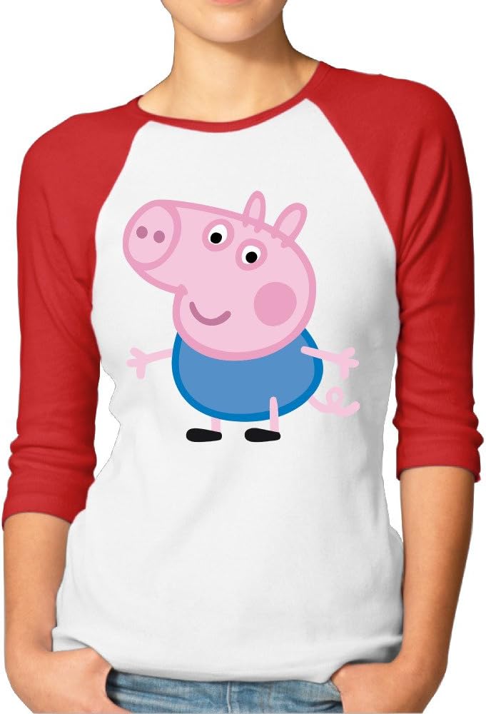 Women's George Pig 3/4 Sleeve Baseball T Shirts/Tee