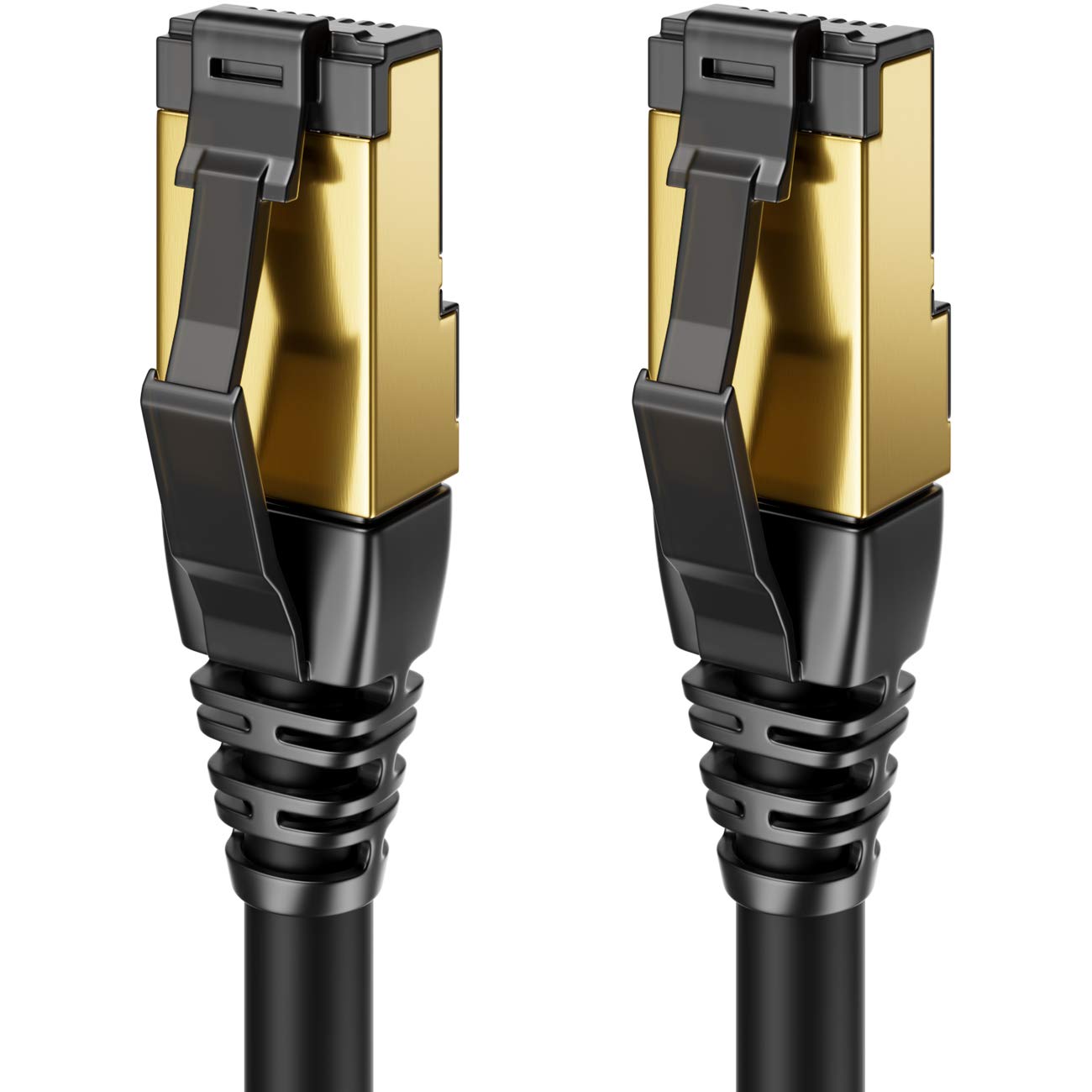 deleyCON 15m (49.21 ft.) CAT8.1 Patch Cable Network Cable RJ45 LAN DSL Cable S/FTP Shielding 2000MHz 40Gbit CAT.8.1 Ethernet Cable RJ45 Plug Gold Plated - Black