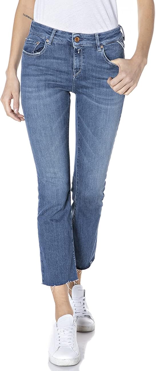 Replay Women's Faaby Flare Crop Jeans Amazon.co.uk Clothing