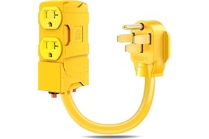 50 Amp to 20 Amp 110V RV Distribution Plug Adapter,NEMA 14-50P to 4 Sockets of 5-20R/15R RV Generator Converter 4-Prong to Mu