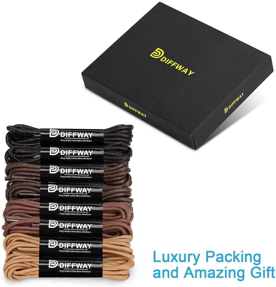DIFFWAY 8 Pairs of Dress Shoe Laces, Premium Round Colored Waxed Shoelaces of Oxford Shoes for Men and Women: Shoes