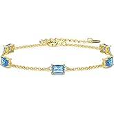 GexTyde Gold Birthstone Bracelets for Women Dainty Simple Women Link Bracelet Fine Jewelry Christmas Mother's Day Birthday Gifts for Women Wife Girlfriend Her