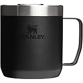 STANLEY Everyday Camp Mug, 12 oz, Black 2.0 | Insulated Stainless Steel Coffee Mug with Handle | Press Fit Drink Through Lid | Cup for Coffee, Tea and Drinks | BPA-Free