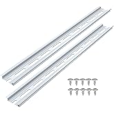 2 Piece VAMRONE Aluminum DIN Rails, 12 Inch Long, 35mm Wide, 7.5mm High, Top Hat Slotted DIN Rail with RoHS, Extra Premium Screws Included for Hardware Components Mounting