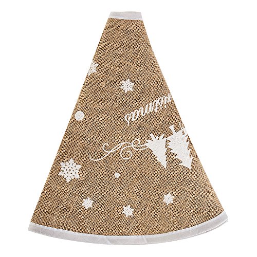 Hootech Christmas Tree Skirt 48 Inch Burlap Tree Skirts Ornaments Xmas Decorations White Snowflake Printed for Christmas Party (48"/122cm)