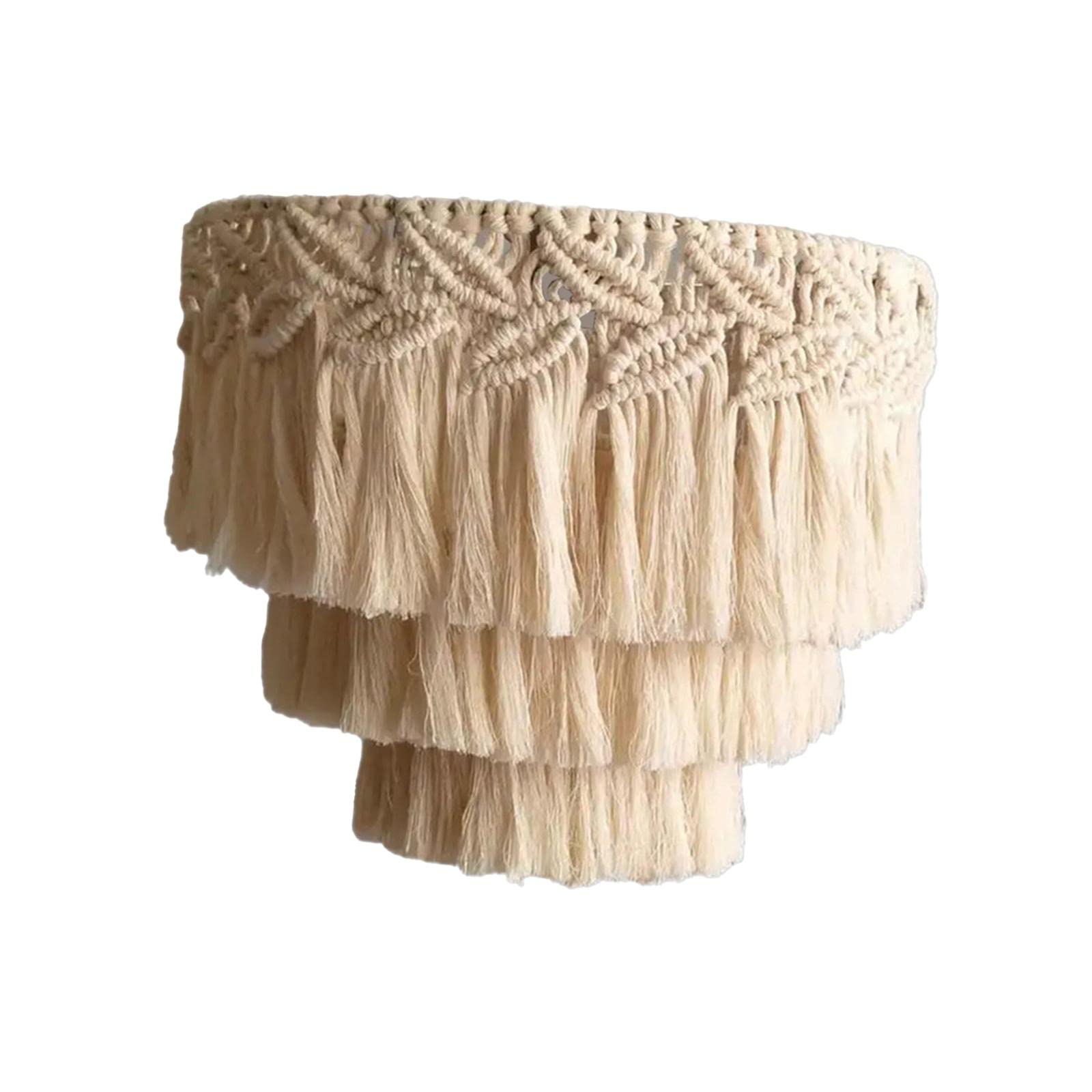 LOVIVER Macrame Lamp Shade Hanging Light Cover Handwoven Bohemian Tapestry Chic Tassel Pendant Light Shade Lampshade for Apartment Dorm Room Decor, 30cmx35cm