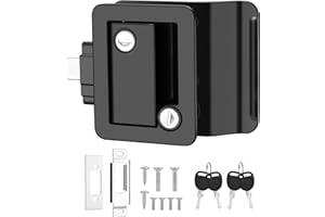 POXURIO RV Door Lock, RV Door Latch Fit 2.75" *3.75" Lock Hole, Camper Door Lock for Travel Trailer, 4 Keys, Cargo Hauler Door Latch Handle Replacement with Double Locking Core for RV, Camper