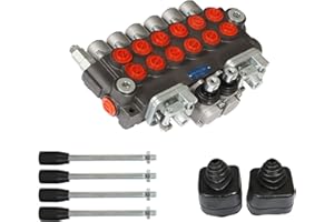 raseparter 2 Joysticks Hydraulic Backhoe Directional Control Valve, 6 Spool, 11 GPM for Tractor Loader Motors Spool Double Acting SEA Ports