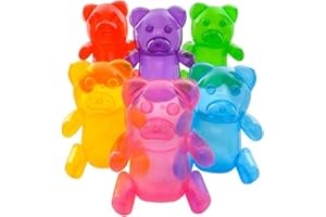 4E's Novelty Inflatable Gummy Bears Huge 24" - Great for Party Decorations, Unique Blow Up Pool Toys for Kids, Candyland Themed Birthday Party Decorations Supplies - Pack of 6