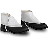 Skeleteen Costume White Gangster Spats - Roaring 20s Steampunk Dress Up Faux Leather Costume Shoe Cover White Spats with Silver Studs for Adults