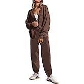 SAUKOLE Womens Two Piece Outfits Knit Sweater Sets Oversized Button Down Cardigan and Long Pants Matching Lounge Set