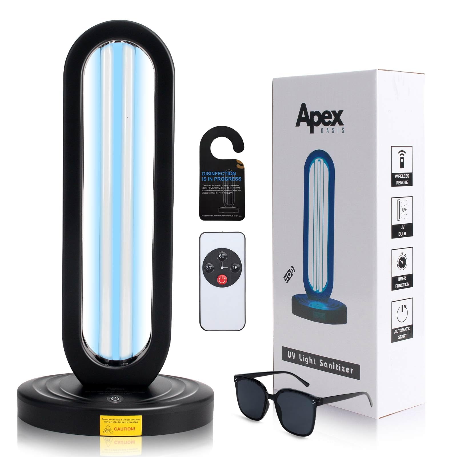 UV Ozone Sanitizer, UV Light Sanitizer for Room with Remote Control, Home Disinfection Device for Large Areas, 15/30/60 Minutes Timer for Bedroom, Kitchen, Bathroom, Office