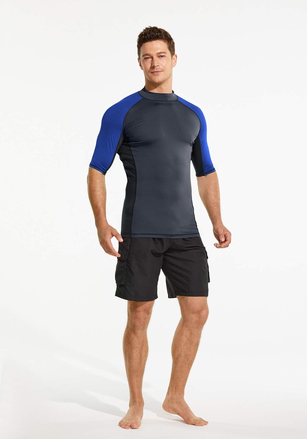 TSLA Men's Rash Guard Swim Shirts, UPF 50+ Quick Dry Mid/Short Sleeve Swimming Shirt, UV/SPF Water Surf Shirts: Sports & Outdoors