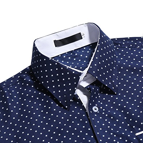 iZHH Fashion Mens Shirt Stylish Long Sleeve Slim Fit Luxury Casual Shirts Tops(White,US-XL)