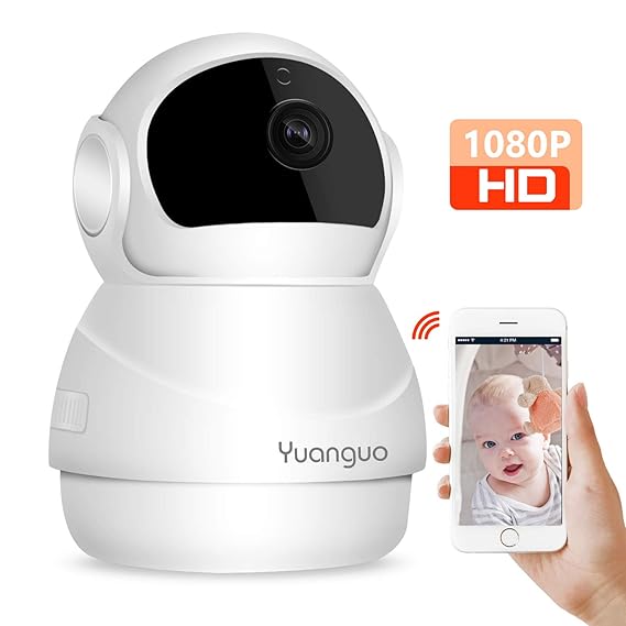 Yuanguo WLAN Überwachungskamera 1080P FHD WLAN IP Kamera mit Bewegungserkennung, Zwei-Wege Audio, Nachtsicht 355°/100°Schwenk