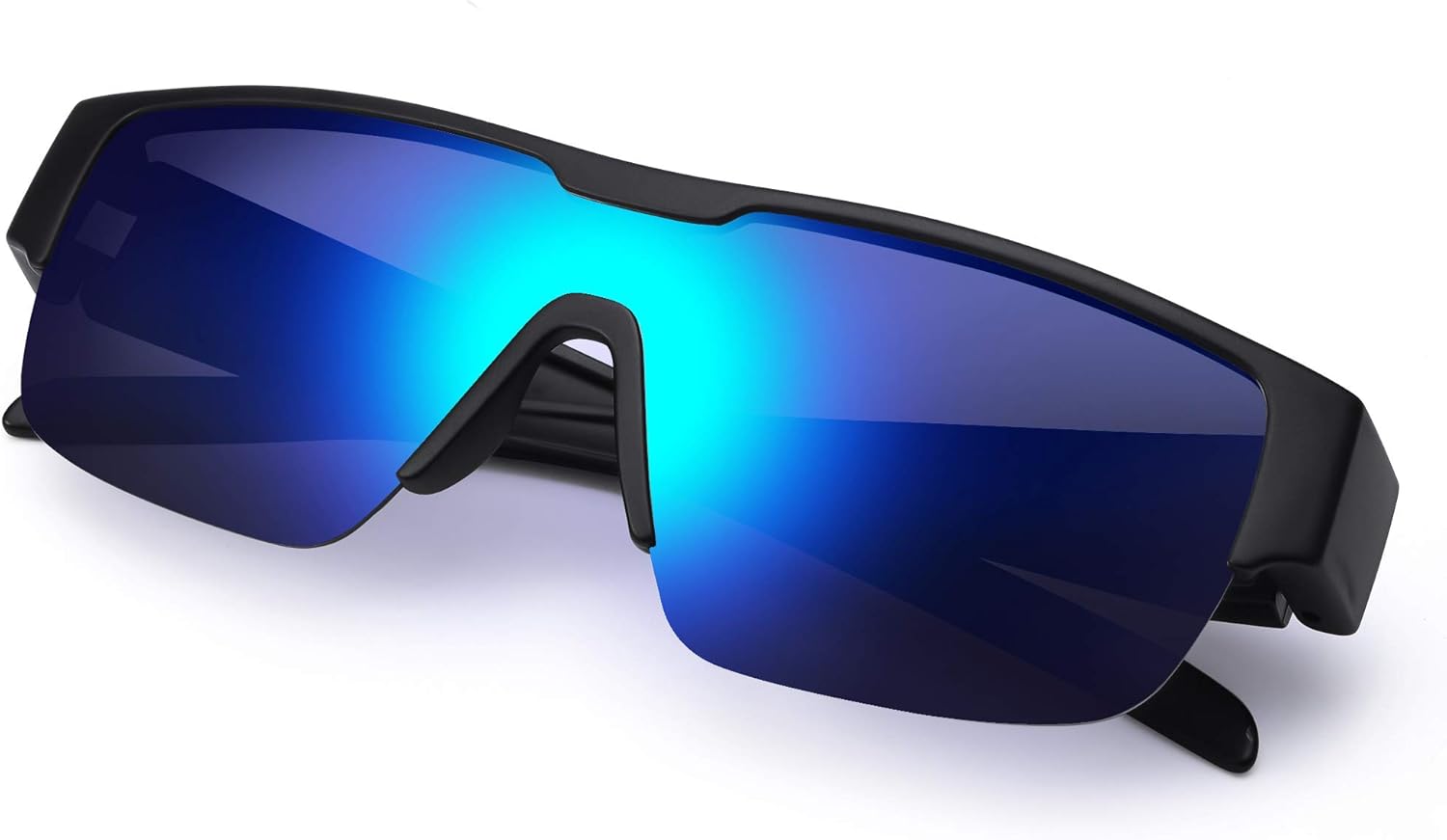 TINHAO 偏光レンズ スポーツサングラス TR90フレーム めがねの上から掛ける 偏光オーバーグラス UV400 紫外線 99.9％カット バイク用サングラス/釣りサングラス/ゴルフサングラス/トライブサングラス (ブルーミラー)