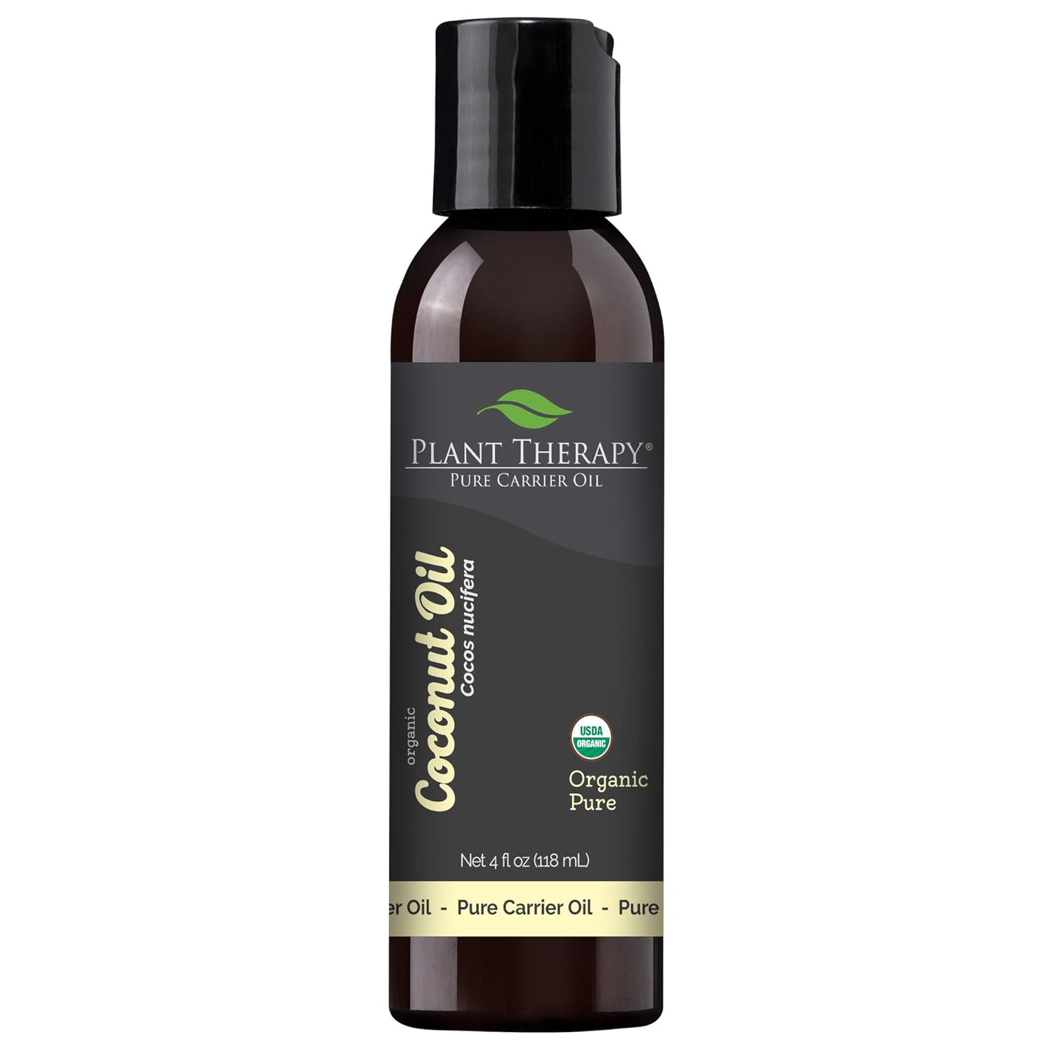 Plant Therapy Essential Oils Organic Fractionated Coconut Oil for Skin, Hair, Body 100% Pure, USDA Certified Organic, Natural Moisturizer, Massage & Aromatherapy Liquid Carrier Oil 4 oz