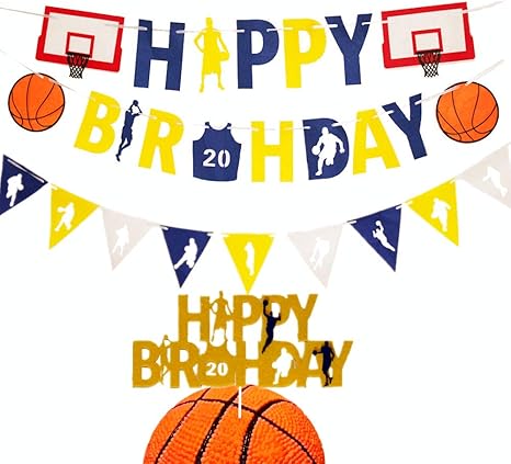 Amazon Laventy バスケットボール バースデーパーティーデコレーション バスケットボール ハッピーバースデーバナー バスケットボール バースデーバナー バスケットボール 誕生日パーティー バスケットボール パーティーデコレーション 2個セット パーティーグッズ