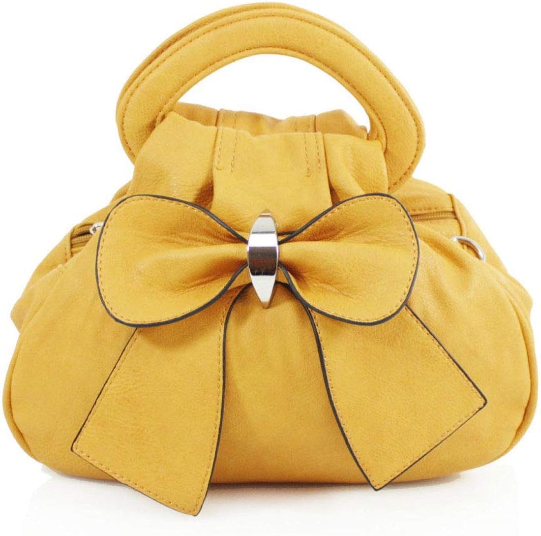LeahWard Women's Small Flower Cute Cross Body Handbags Girls Little Bag Purse (Mustard Yellow 3 Zip Compartment Bag)