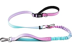 TESITEHI Hands Free Dog Leash for Small Medium Large Dogs, Adjustable Length no Hands Bungee Dog Running Leash, Cross Body, Shoulder & Waist Leash for Walking and Training with Car Seatbelt 4.5-7.5 FT