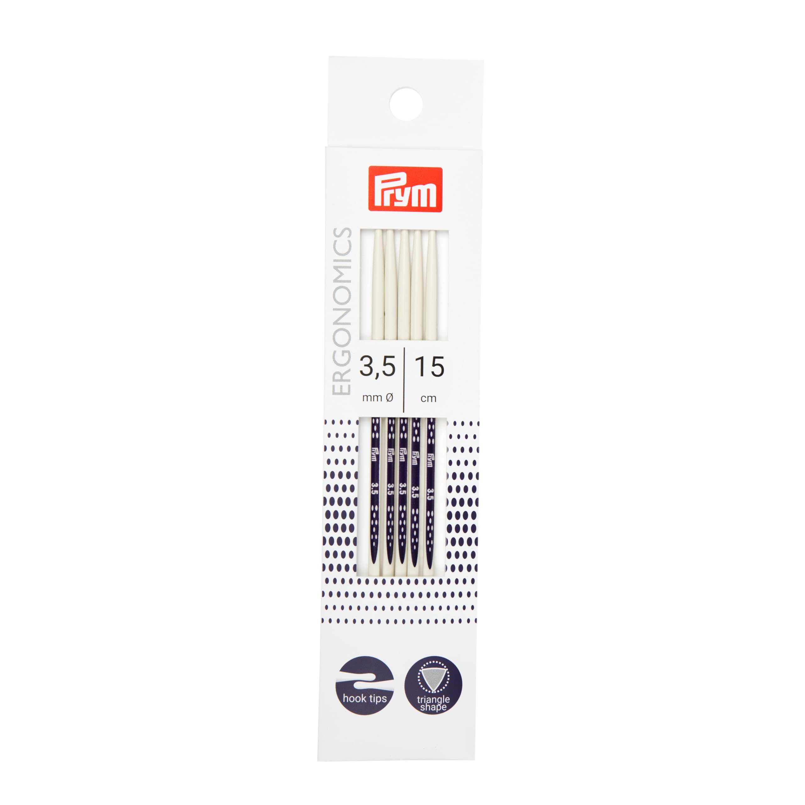 Prym PRYM_194153-1 Double-Pointed Knitting pins Ergonomics 15 cm 3.50 mm x 1, White, One Size