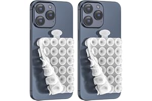 ZZGX Upgrade 2PCS Silicone Suction Cup Phone Case Mount Holder, Phone Accessory Holder Non Slip Phone Suction Cup Mat for Mirror Bathroom Home Kitchen (Crystal Clear, Double Sided)